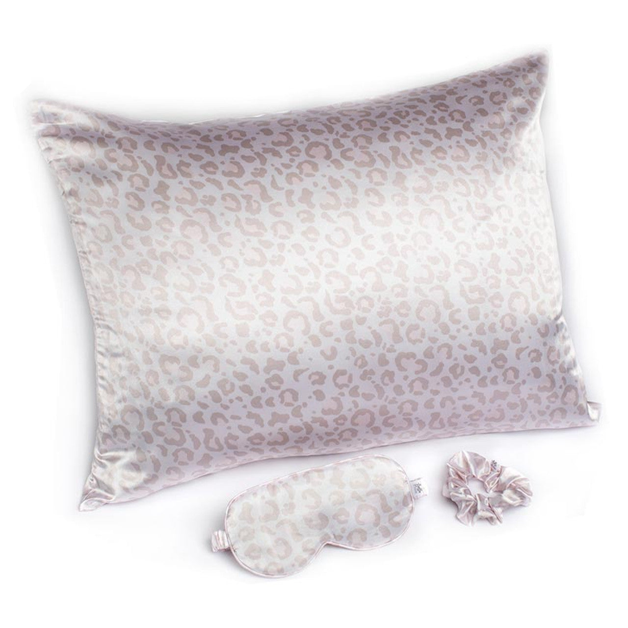 Leopard Satin Sleep Set: Pillowcase, Mask, Scrunchie Giftable