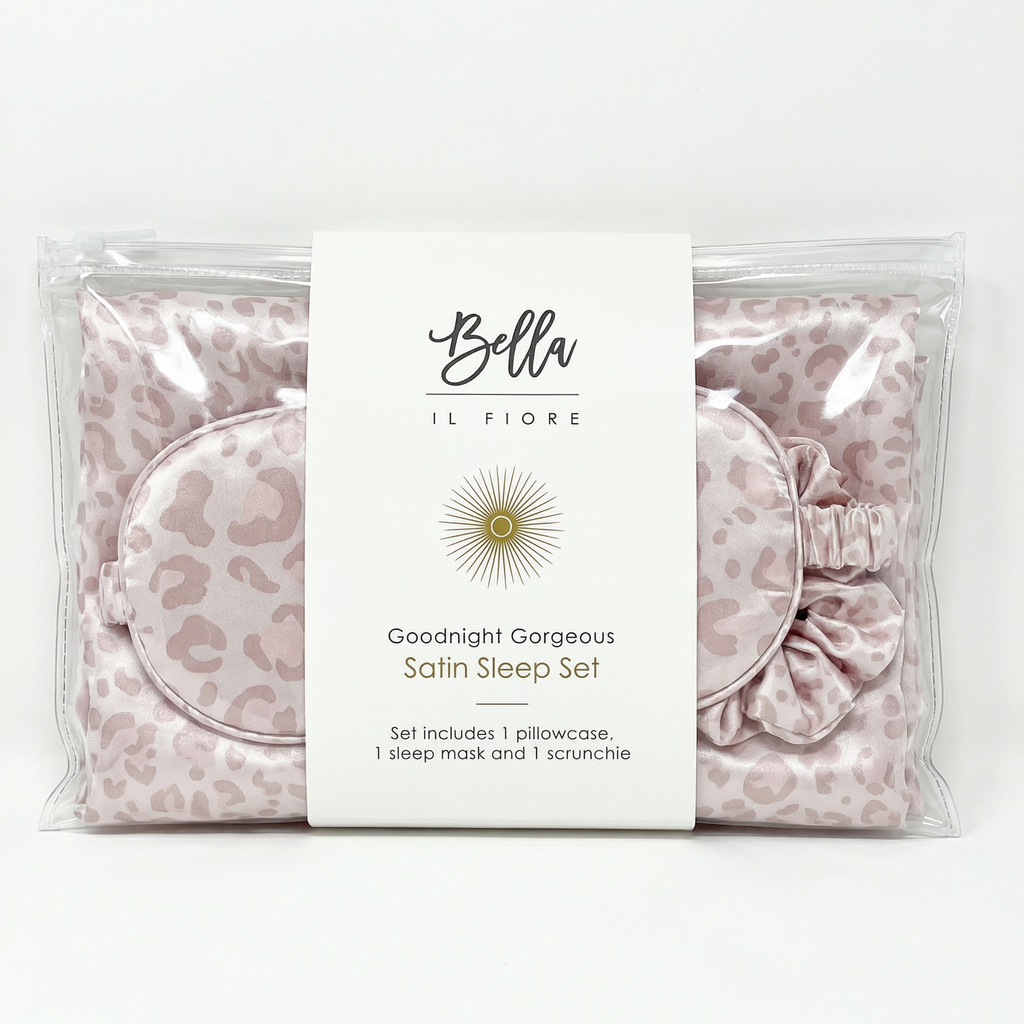 Leopard Satin Sleep Set: Pillowcase, Mask, Scrunchie Giftable