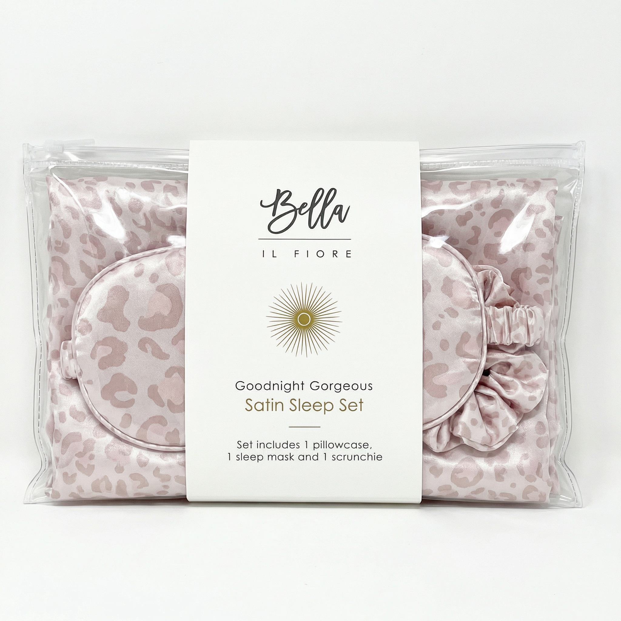 Leopard Satin Sleep Set: Pillowcase, Mask, Scrunchie Giftable