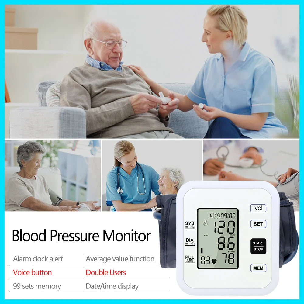 Arm Blood Pressure Monitor with Pulse and Heart Rate Measurement