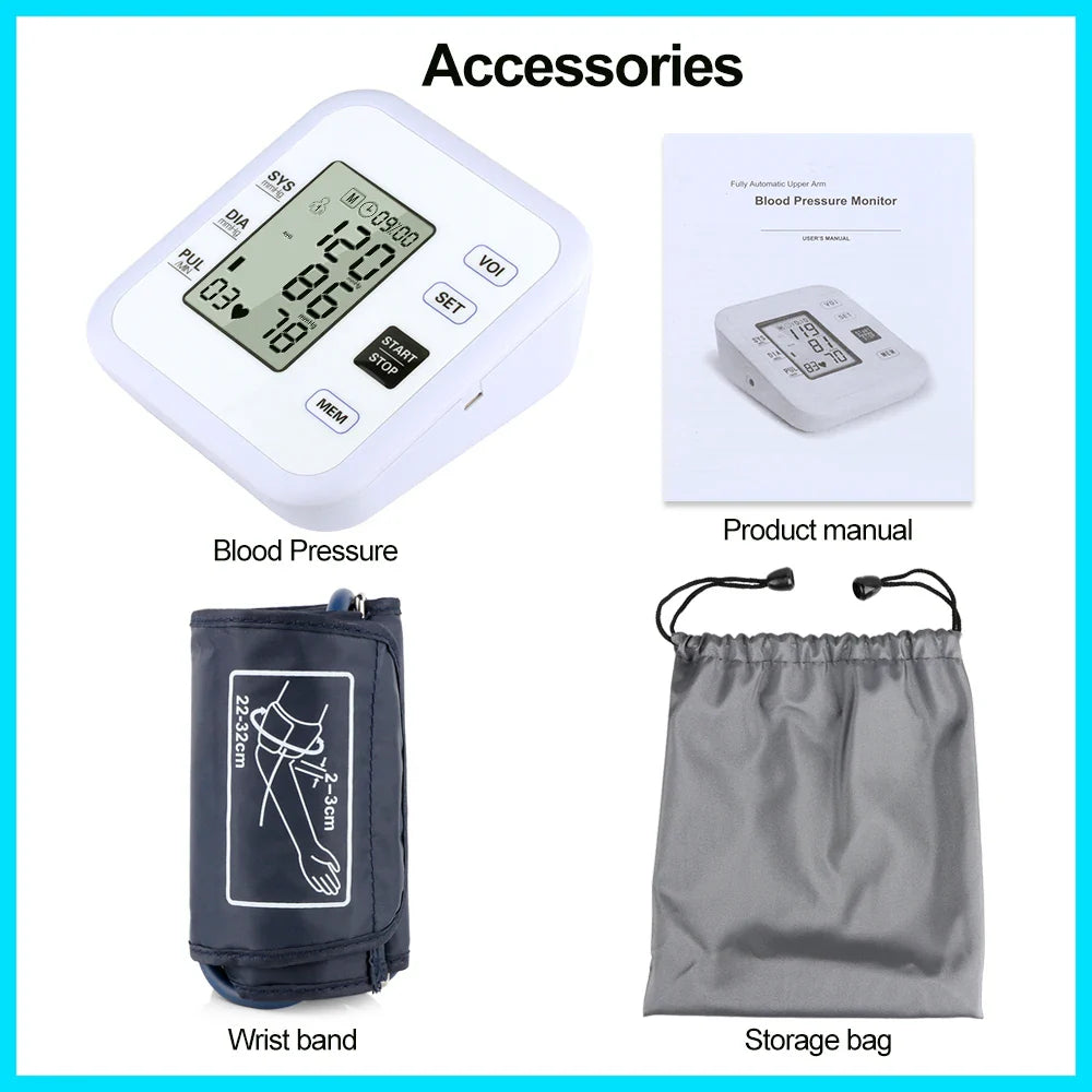 Arm Blood Pressure Monitor with Pulse and Heart Rate Measurement