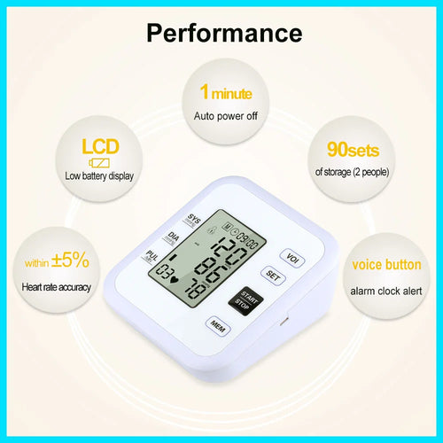 Arm Blood Pressure Monitor with Pulse and Heart Rate Measurement