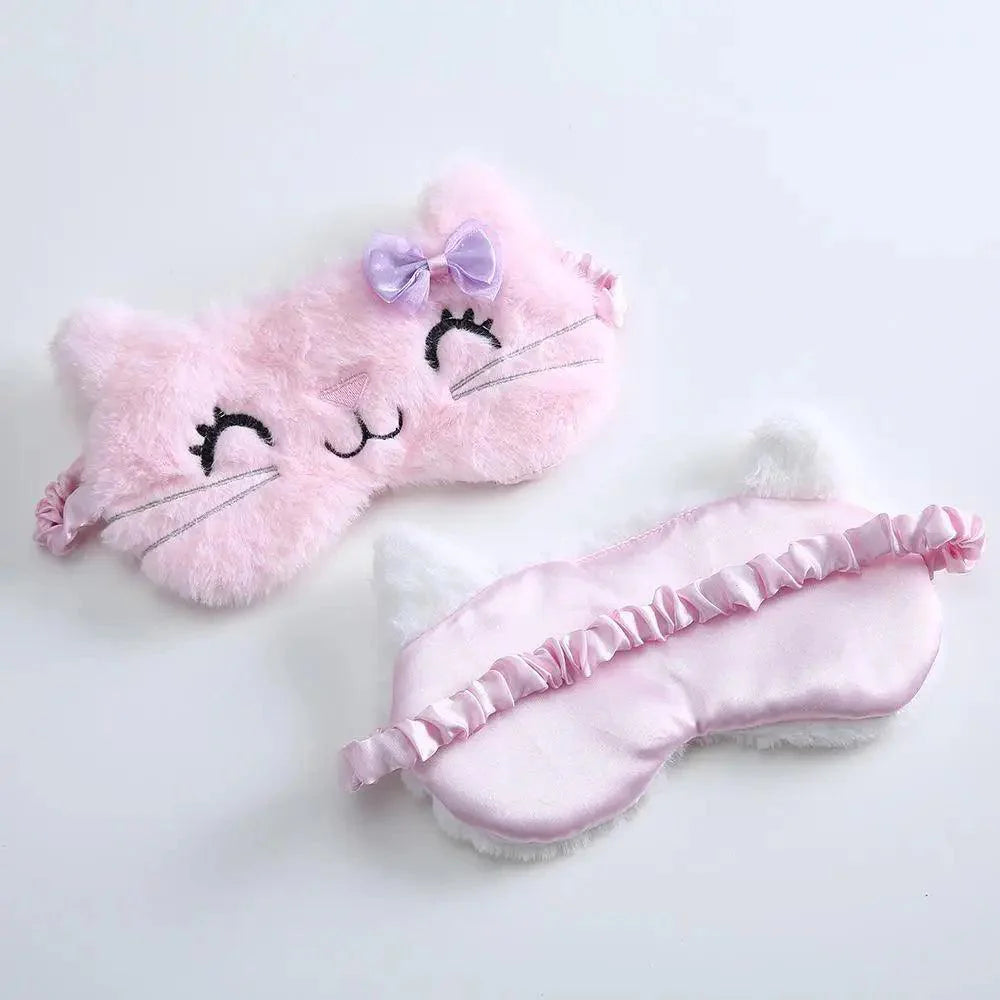 Cute Soft Cat Eye Mask for Comfortable Travel and Sleep
