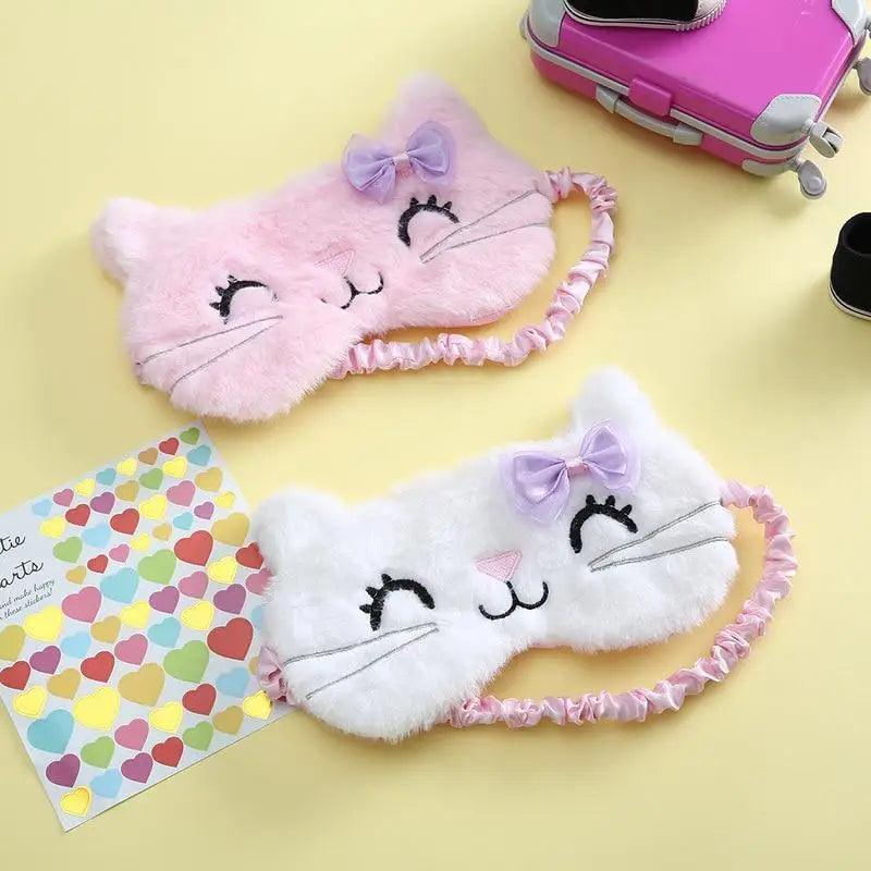 Cute Soft Cat Eye Mask for Comfortable Travel and Sleep