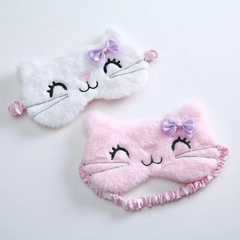 Cute Soft Cat Eye Mask for Comfortable Travel and Sleep
