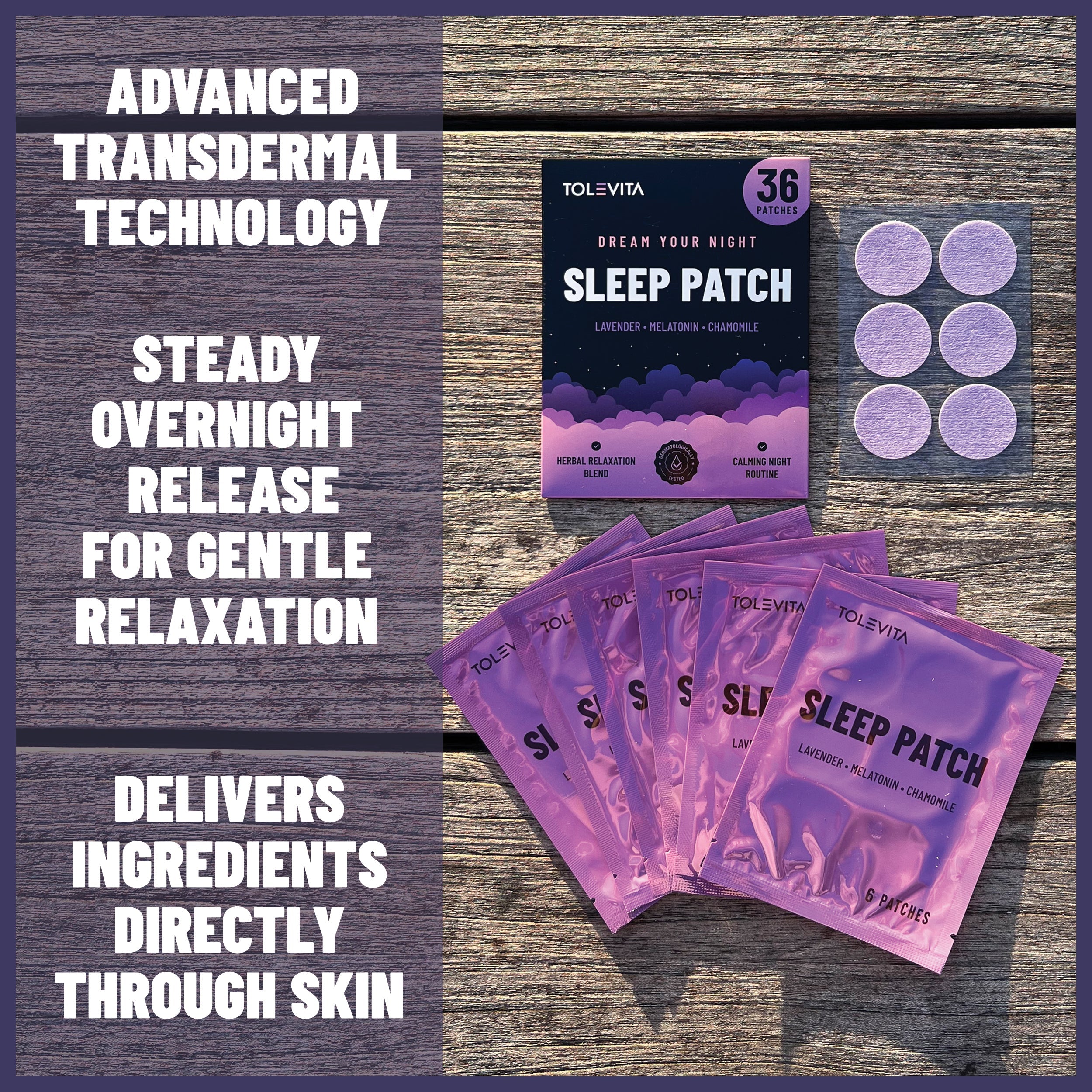 Natural Sleep Aid Patches with Melatonin and Herbal Extracts, 36