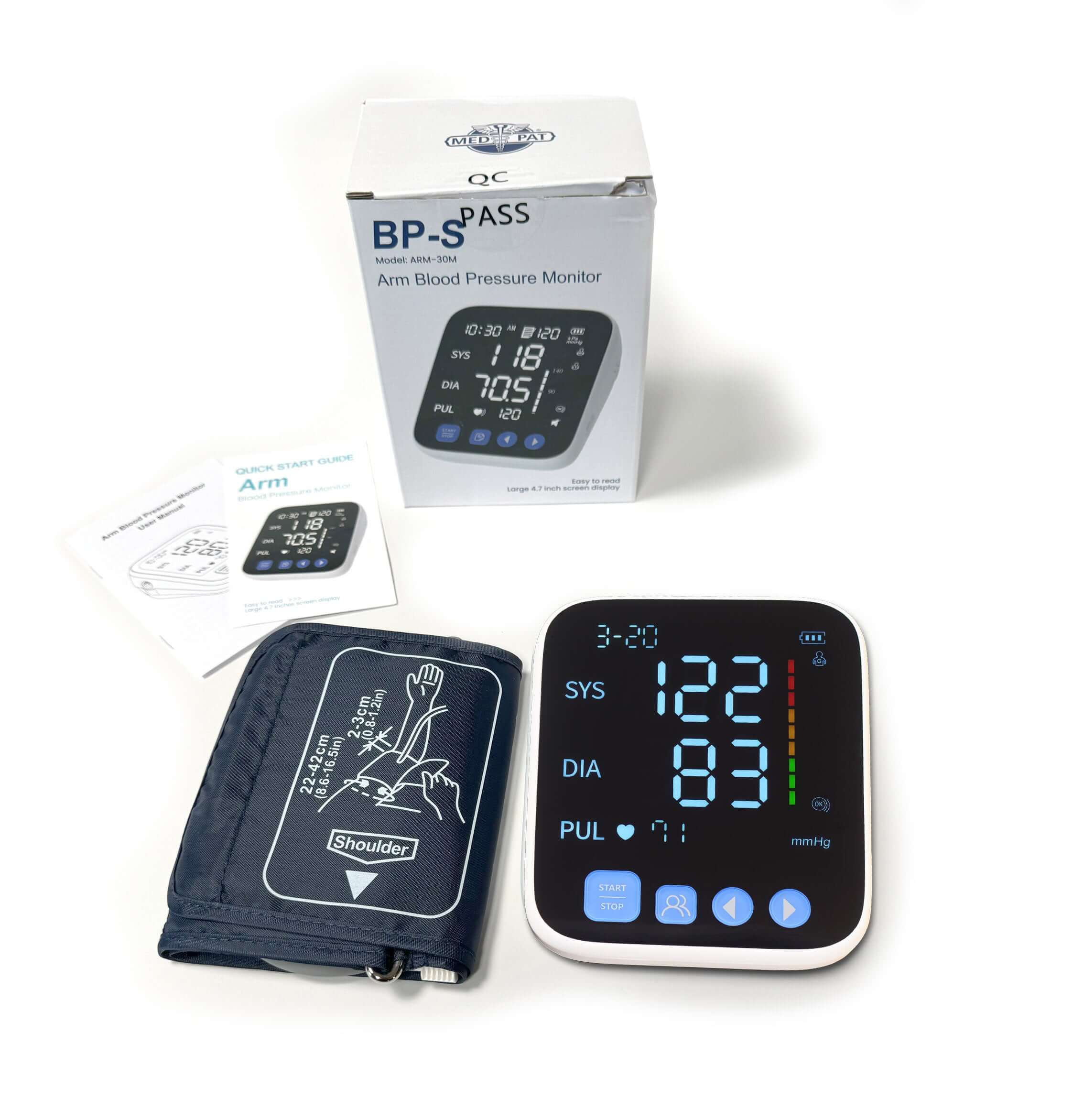 Med-Pat BP-S Arm Blood Pressure Monitor with Easy One-Touch Operation