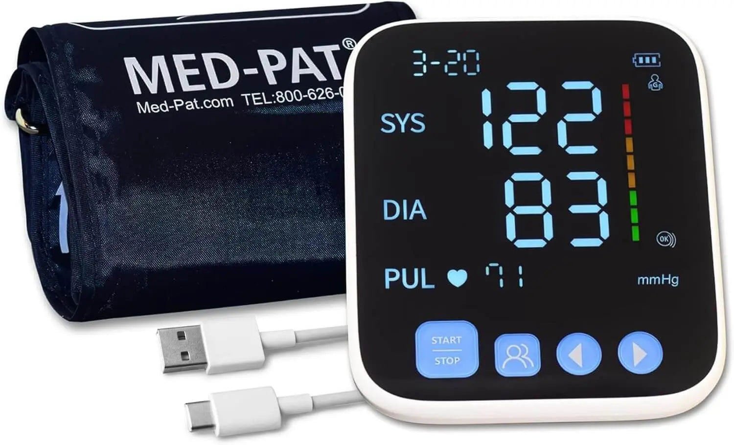 Med-Pat BP-S Arm Blood Pressure Monitor with Easy One-Touch Operation